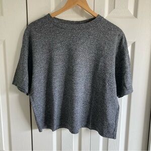 EILEEN FISHER Boxy Knit T Shirt  Organic Cotton/Hemp Grey Marl size S